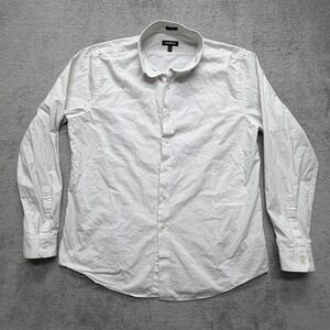 Express Shirt Mens 15-15.5 White Micro Dot Long Sleeve Slim Fit Button Down